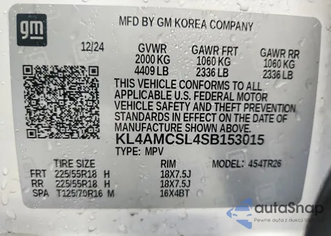 2025 Buick Encore Gx Preferred из США, поврежденный, VIN KL4AMCSL4SB153015